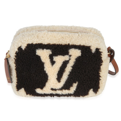 Louis Vuitton Brown Beige Monogram Teddy Fleece Beach Pouch Handbag fv