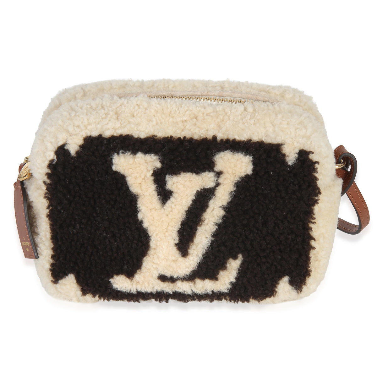 Louis Vuitton Brown Beige Monogram Teddy Fleece Beach Pouch Handbag fv
