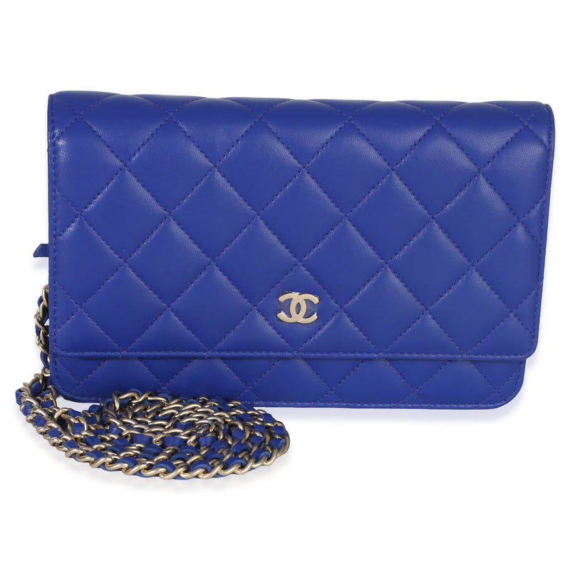 Chanel Blue Quilted Lambskin Classic Wallet On Chain Handbag id