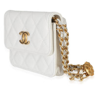 Chanel White Quilted Caviar Twist Your Buttons Coin Purse With Chain Handbag 2