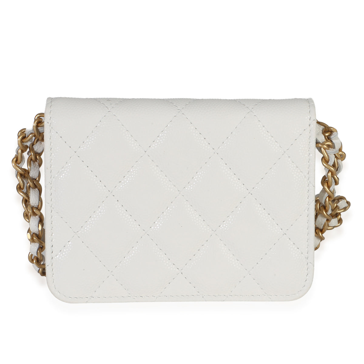 Chanel White Quilted Caviar Twist Your Buttons Coin Purse With Chain Handbag 4