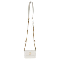 Chanel White Quilted Caviar Twist Your Buttons Coin Purse With Chain Handbag 8