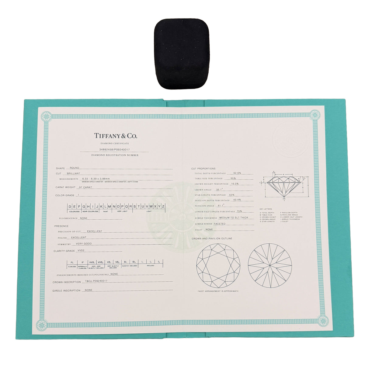 Tiffany & Co. 0.97 ct Round Brilliant Diamond Engagement Ring box