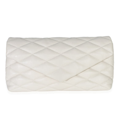 Saint Laurent Crema Soft Quilted Lambskin Large Sade Puffer Envelope Clutch Handbag fv