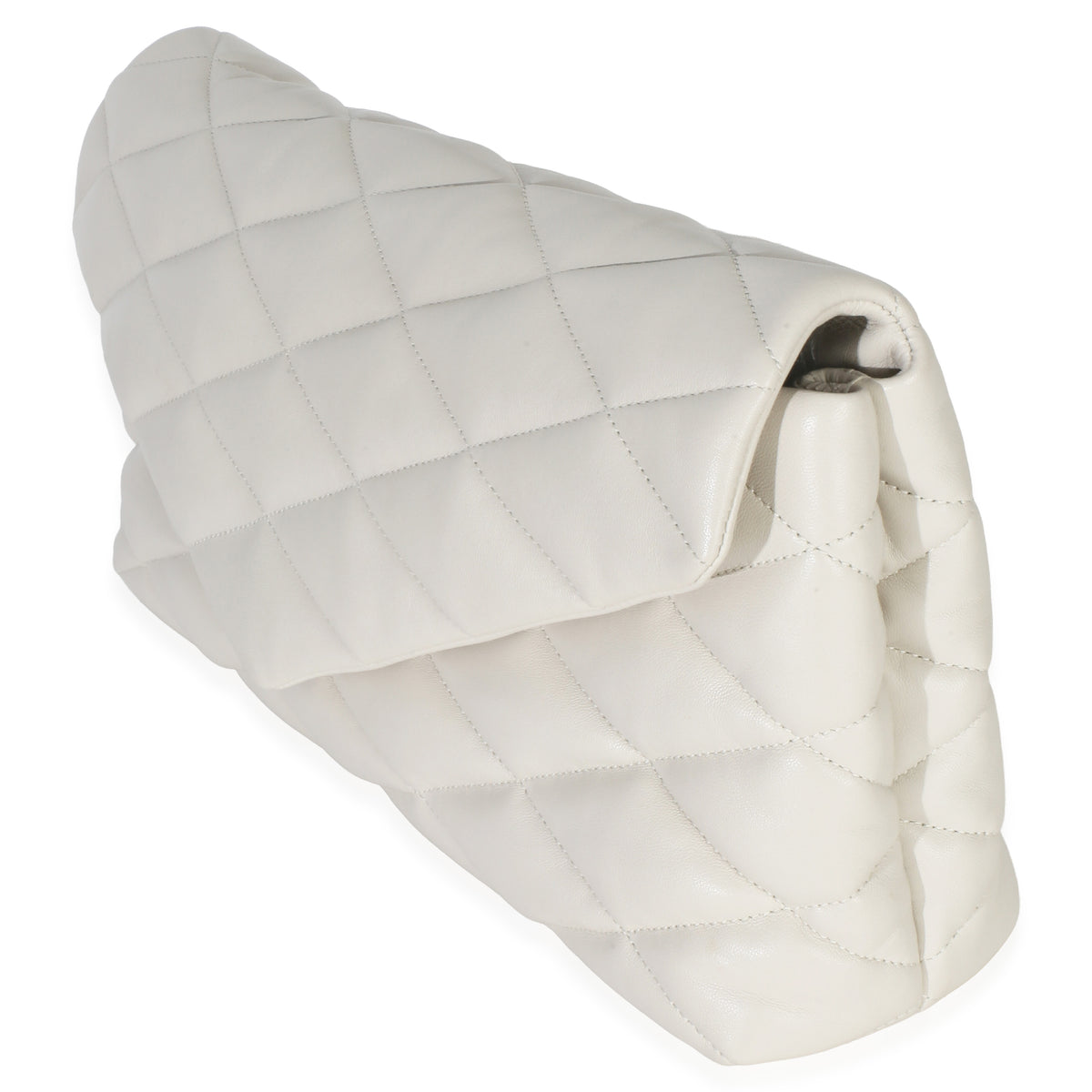 Saint Laurent Crema Soft Quilted Lambskin Sade Puffer Envelope Clutch Handbag 2
