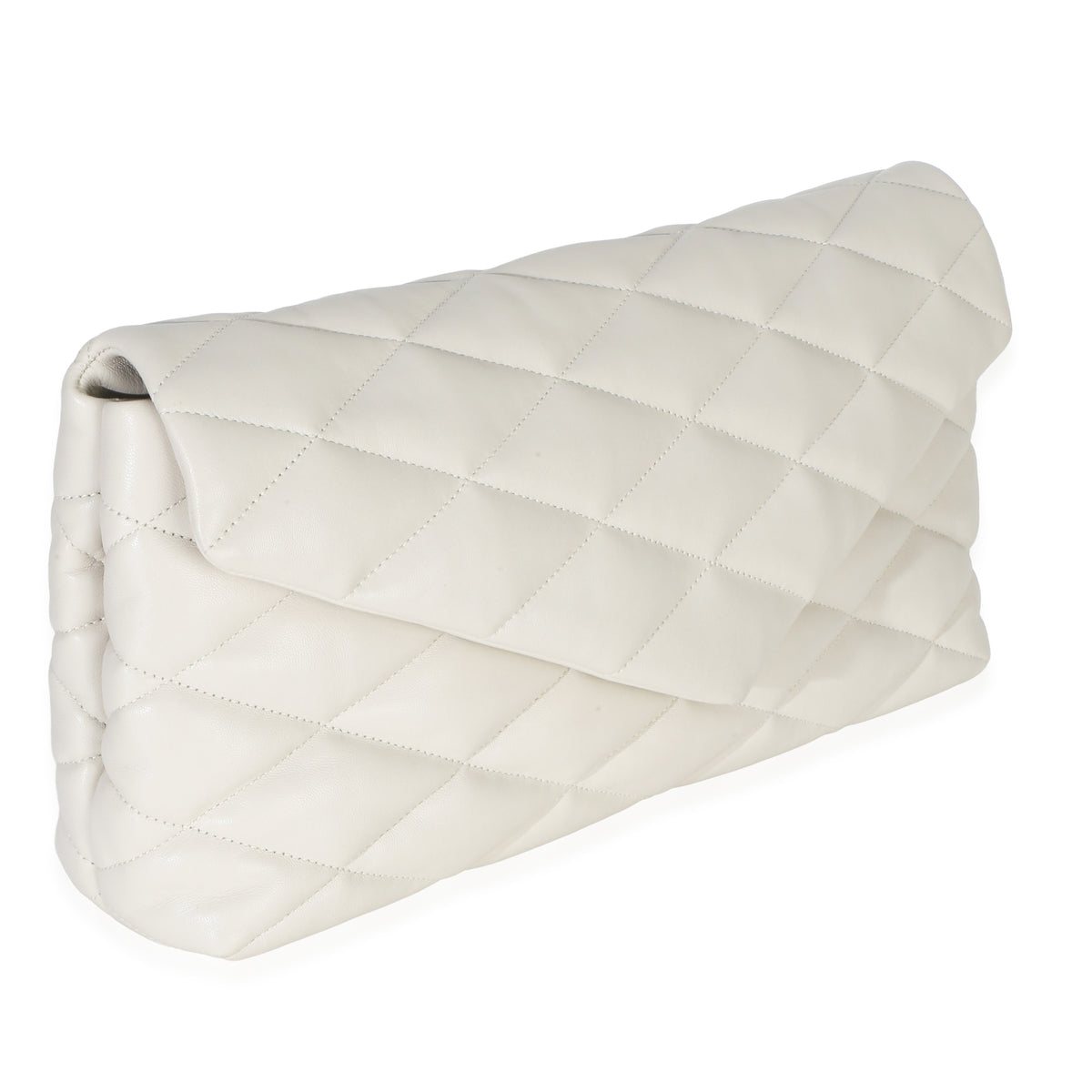Saint Laurent Crema Soft Quilted Lambskin Sade Puffer Envelope Clutch Handbag 3