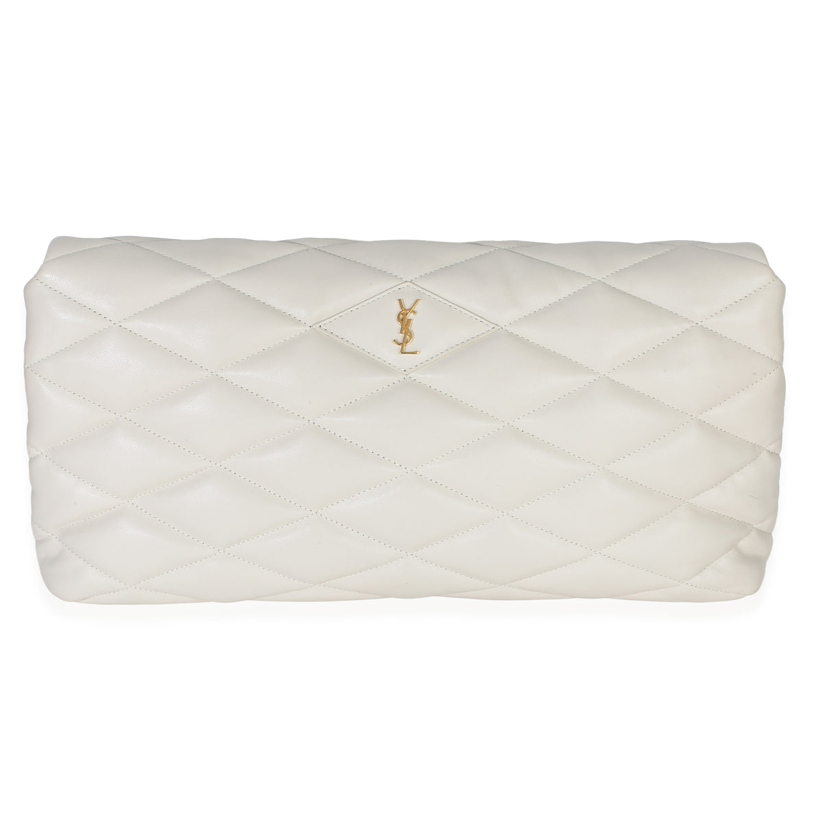 Saint Laurent Crema Soft Quilted Lambskin Sade Puffer Envelope Clutch Handbag 4