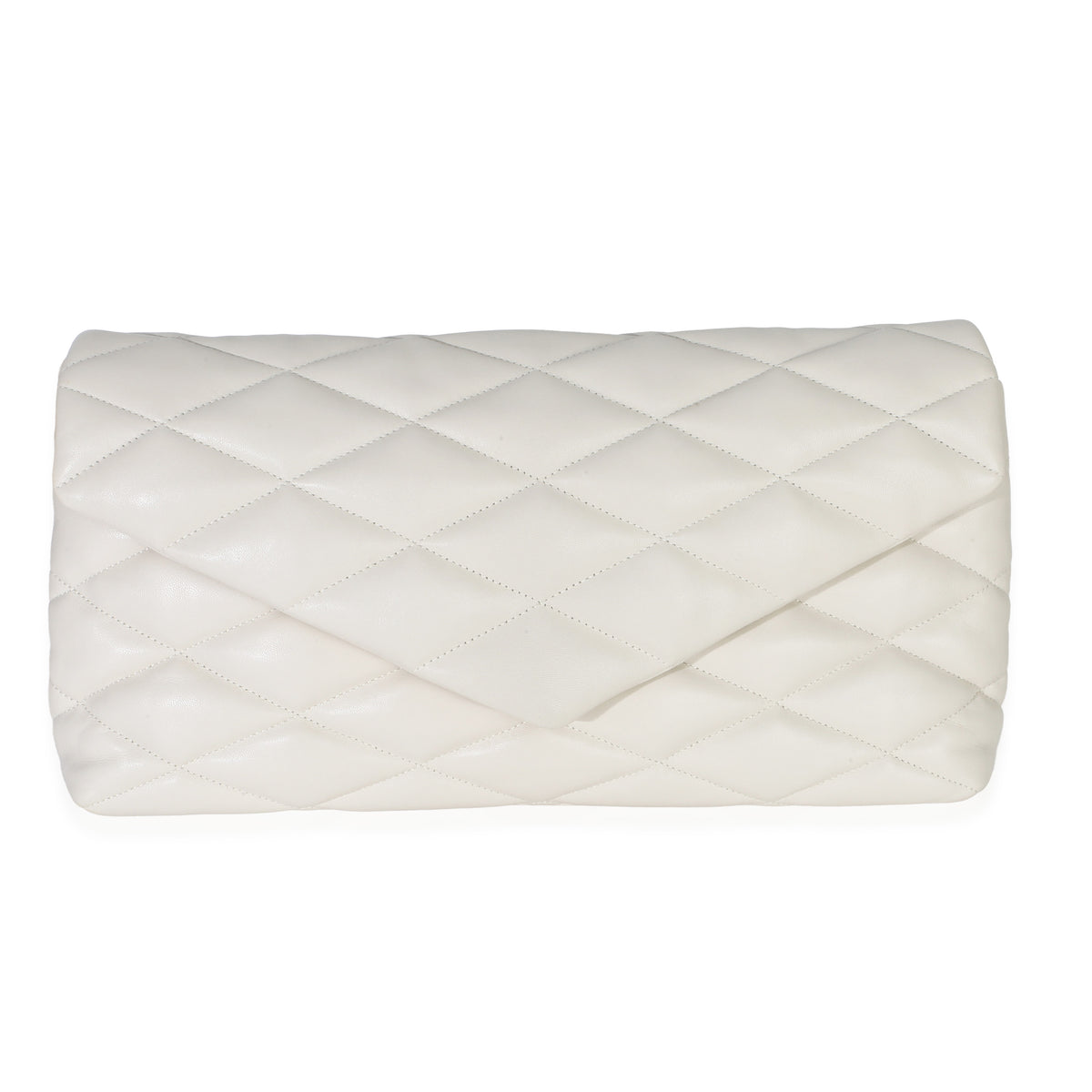 Saint Laurent Crema Soft Quilted Lambskin Sade Puffer Envelope Clutch Handbag fv