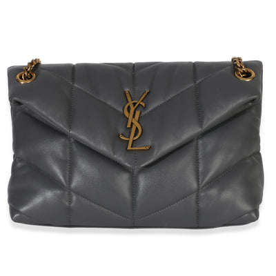 Saint Laurent Grey Quilted Lambskin Toy Loulou Puffer Chain Satchel Handbag id