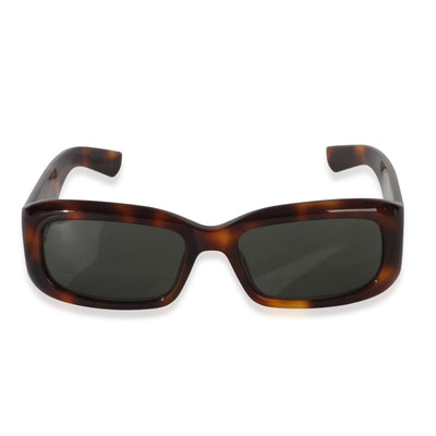 Saint Laurent Brown Tortoise Acetate Rectangle Sunglasses fv