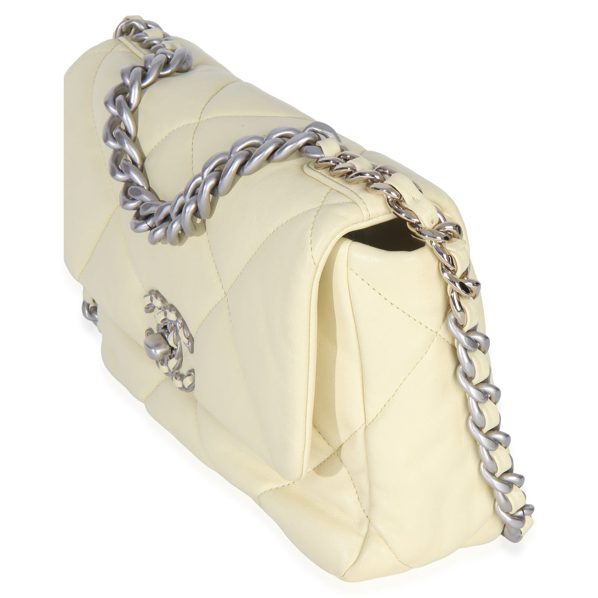 Chanel Light Yellow Quilted Lambskin Medium  19 Flap Bag Handbag 2