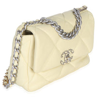 Chanel Light Yellow Quilted Lambskin Medium  19 Flap Bag Handbag 3