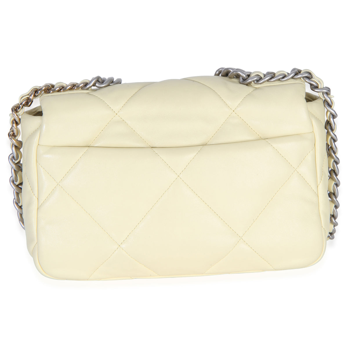 Chanel Light Yellow Quilted Lambskin Medium  19 Flap Bag Handbag 4
