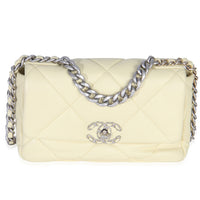 Chanel Light Yellow Quilted Lambskin Medium  19 Flap Bag Handbag fv