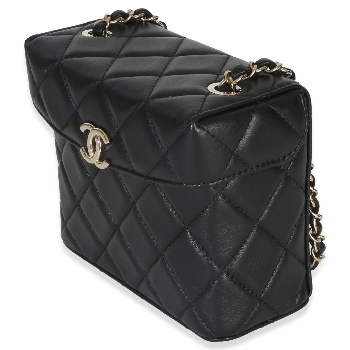 Chanel Black Quilted Lambskin Small Secret Box Bag Handbag 2