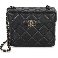 Chanel Black Quilted Lambskin Small Secret Box Bag Handbag fv
