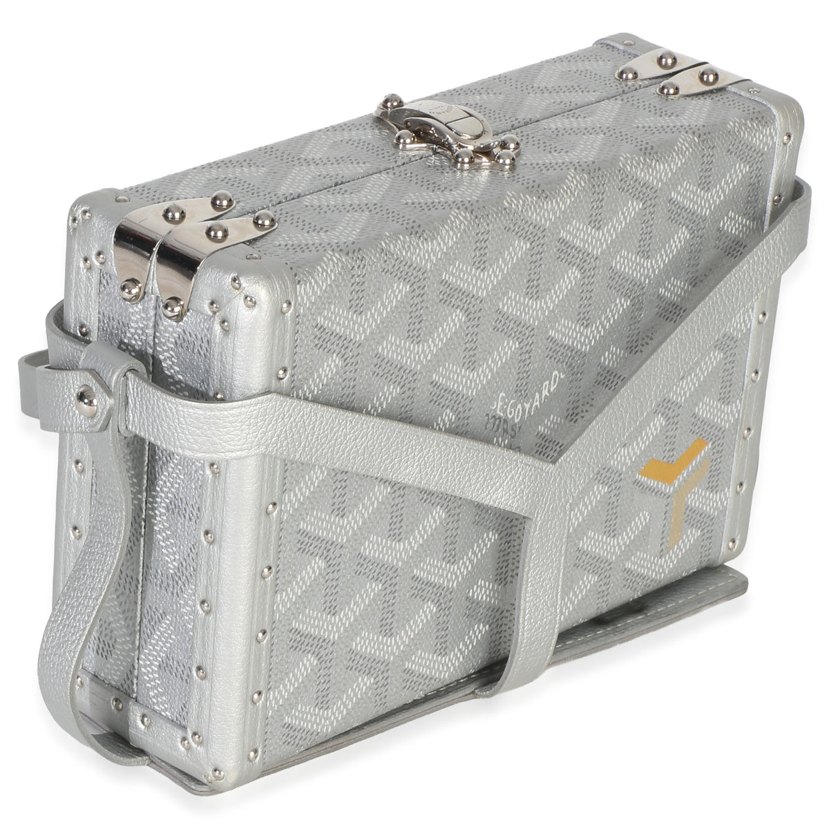 Goyard Silver Precious Metals ine Canvas Minaudiere Trunk Handbag 3