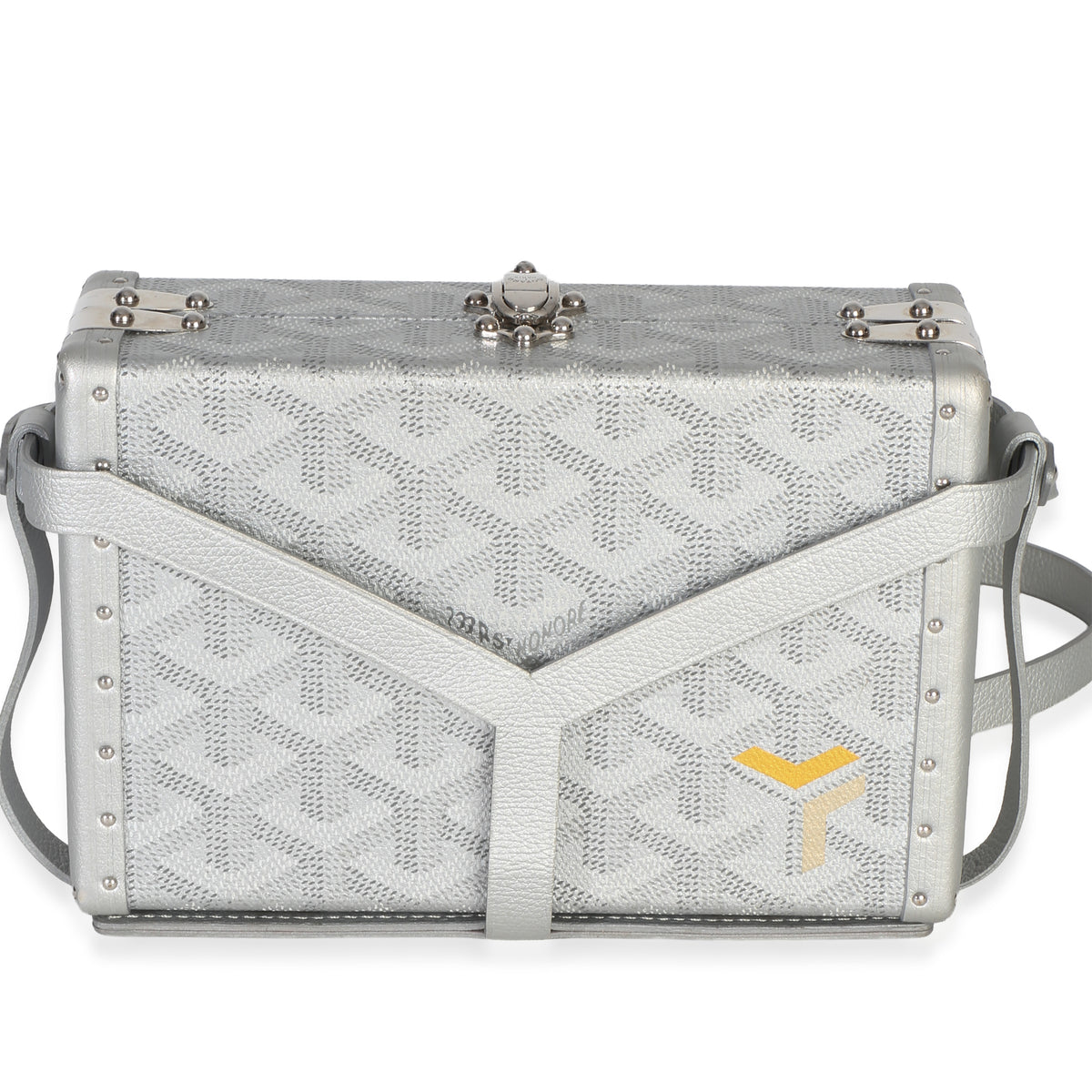Goyard Silver Precious Metals ine Canvas Minaudiere Trunk Handbag fv