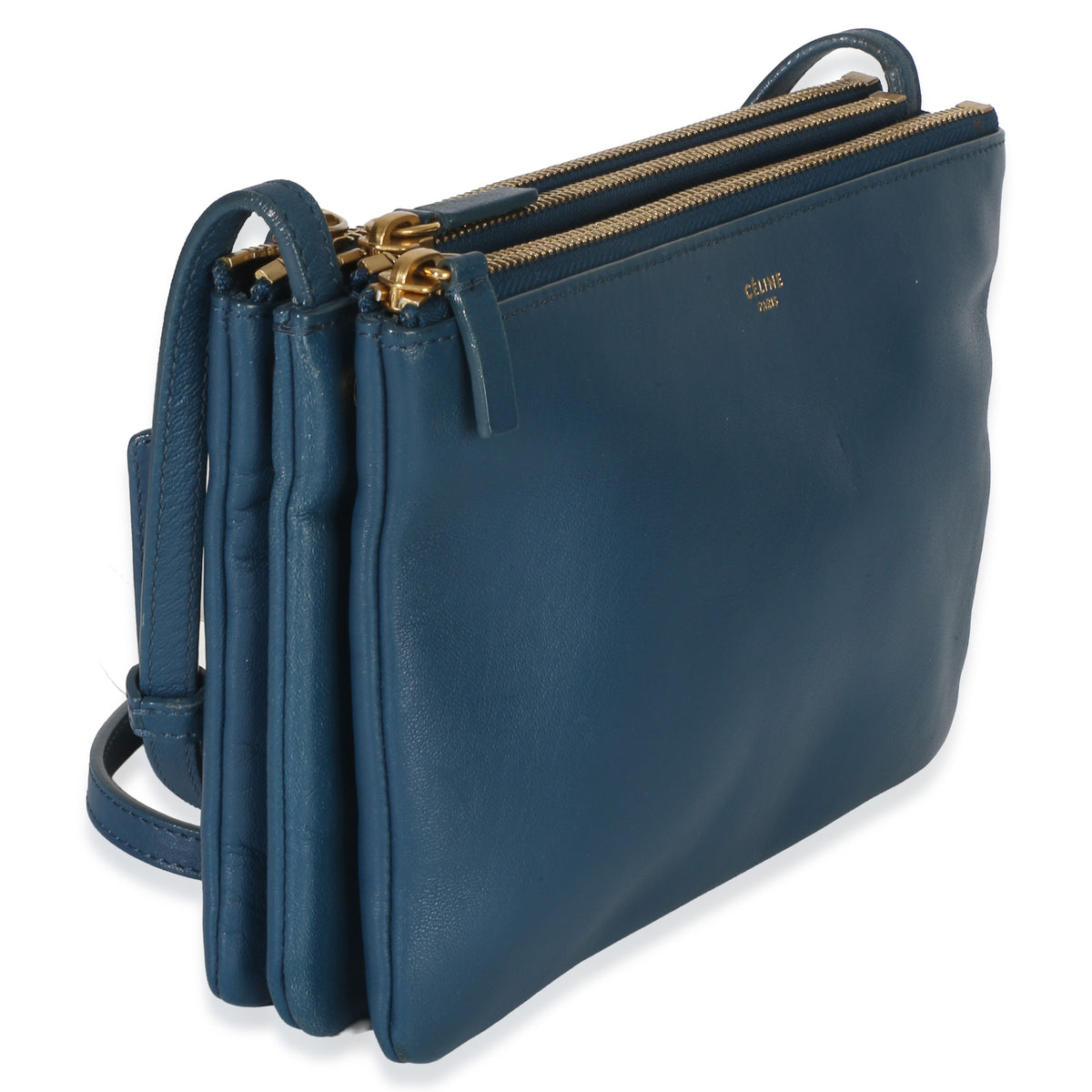 Celine Blue Lambskin Small Trio Crossbody Bag Handbag 3