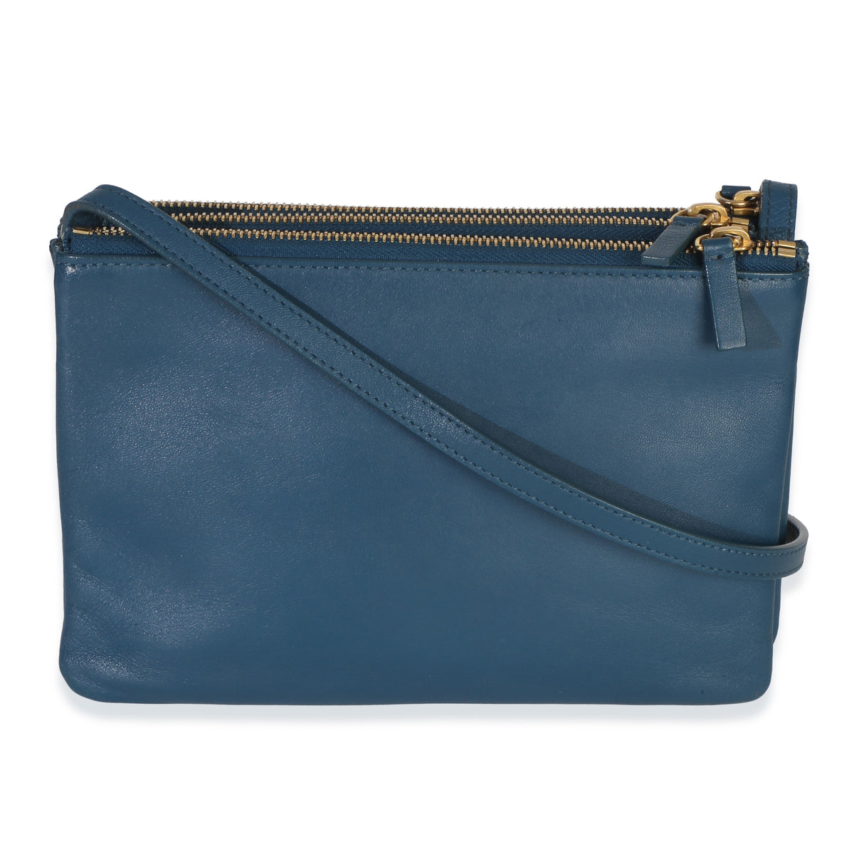 Celine Blue Lambskin Small Trio Crossbody Bag Handbag 4