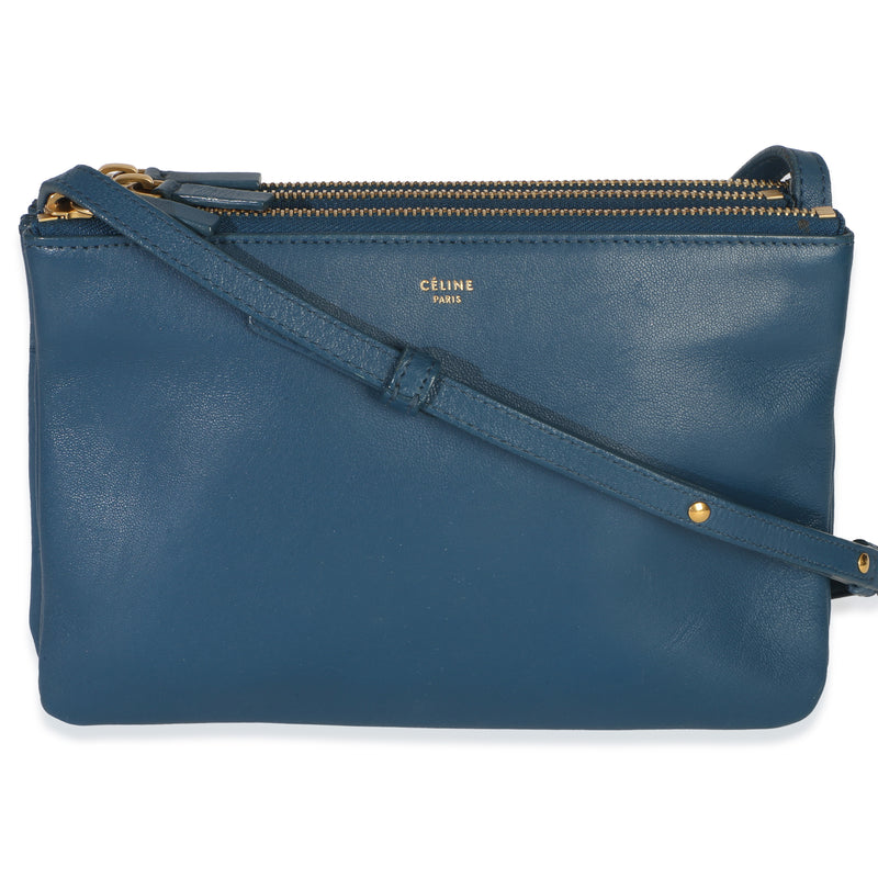 Celine Blue Lambskin Small Trio Crossbody Bag Handbag fv