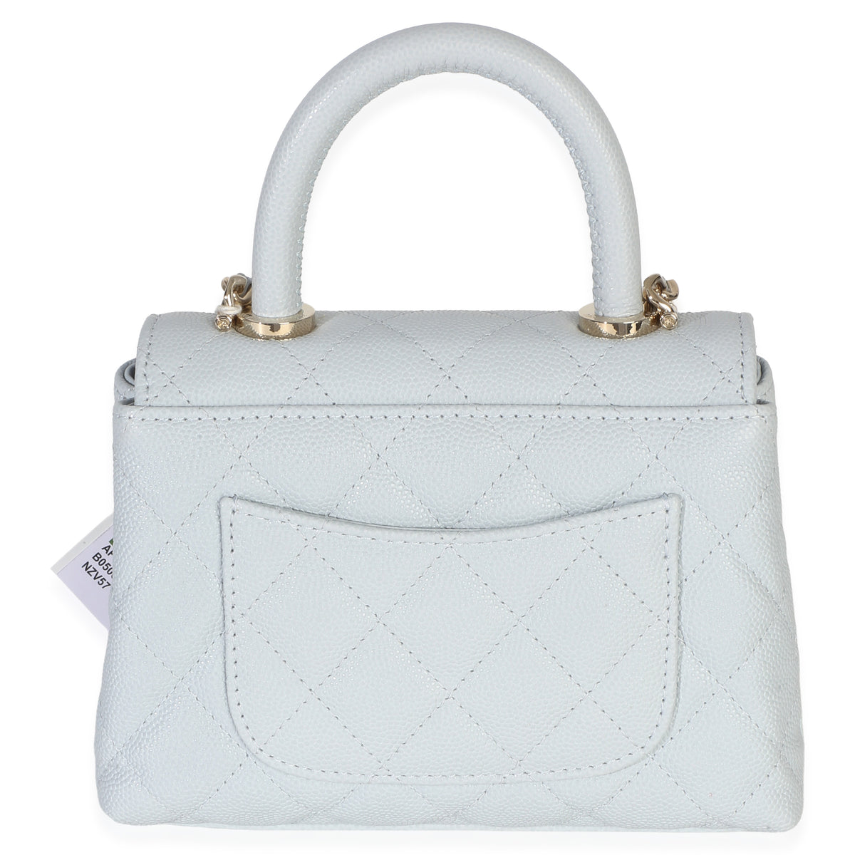 Chanel Light Blue Quilted Caviar Coco Handle Clutch With Chain Handbag Handbag 4