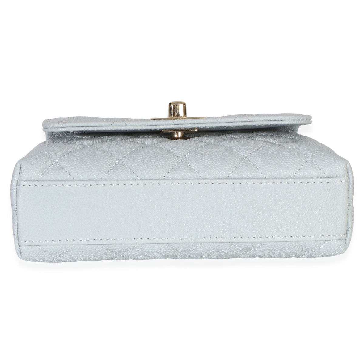 Chanel Light Blue Quilted Caviar Coco Handle Clutch With Chain Handbag Handbag 5