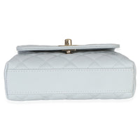 Chanel Light Blue Quilted Caviar Coco Handle Clutch With Chain Handbag Handbag 5