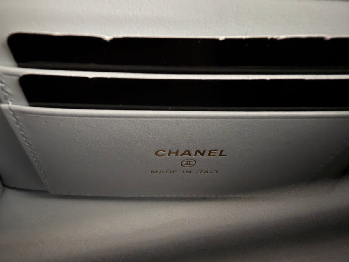 Chanel Light Blue Quilted Caviar Coco Handle Clutch With Chain Handbag Handbag ad2