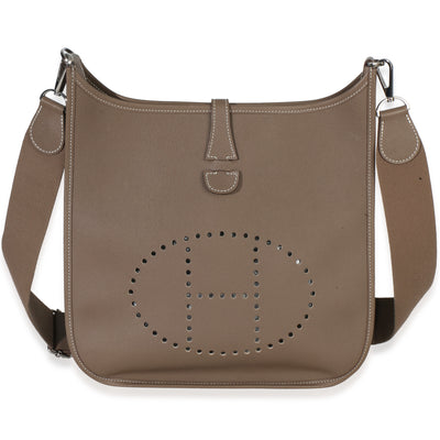 Hermès Etoupe Epsom Evelyne III PM 29 PHW Handbag fv