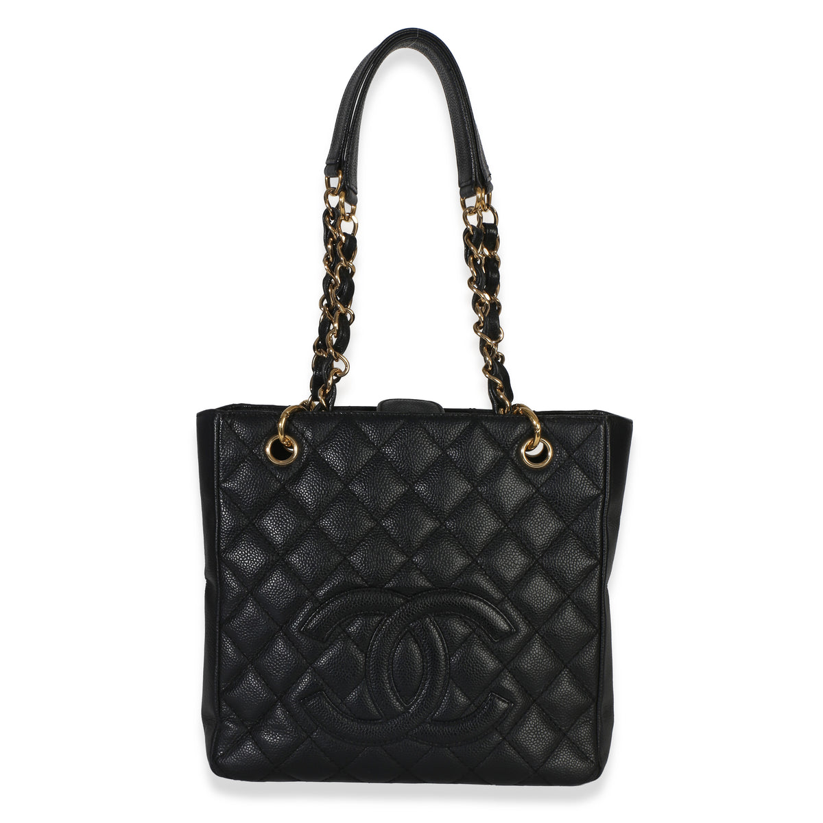 Chanel Black Quilted Caviar Petit Shopping Tote Handbag id