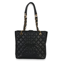 Chanel Black Quilted Caviar Petit Shopping Tote Handbag id