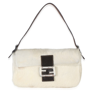 Fendi Vintage White Pony Hair Baguette Handbag fv