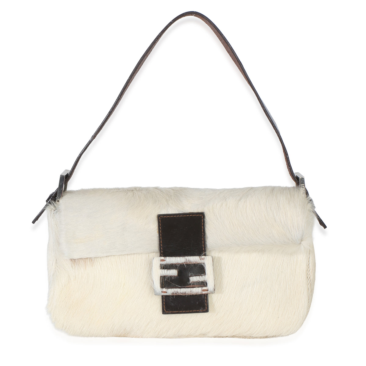 Fendi Vintage White Pony Hair Baguette Handbag fv