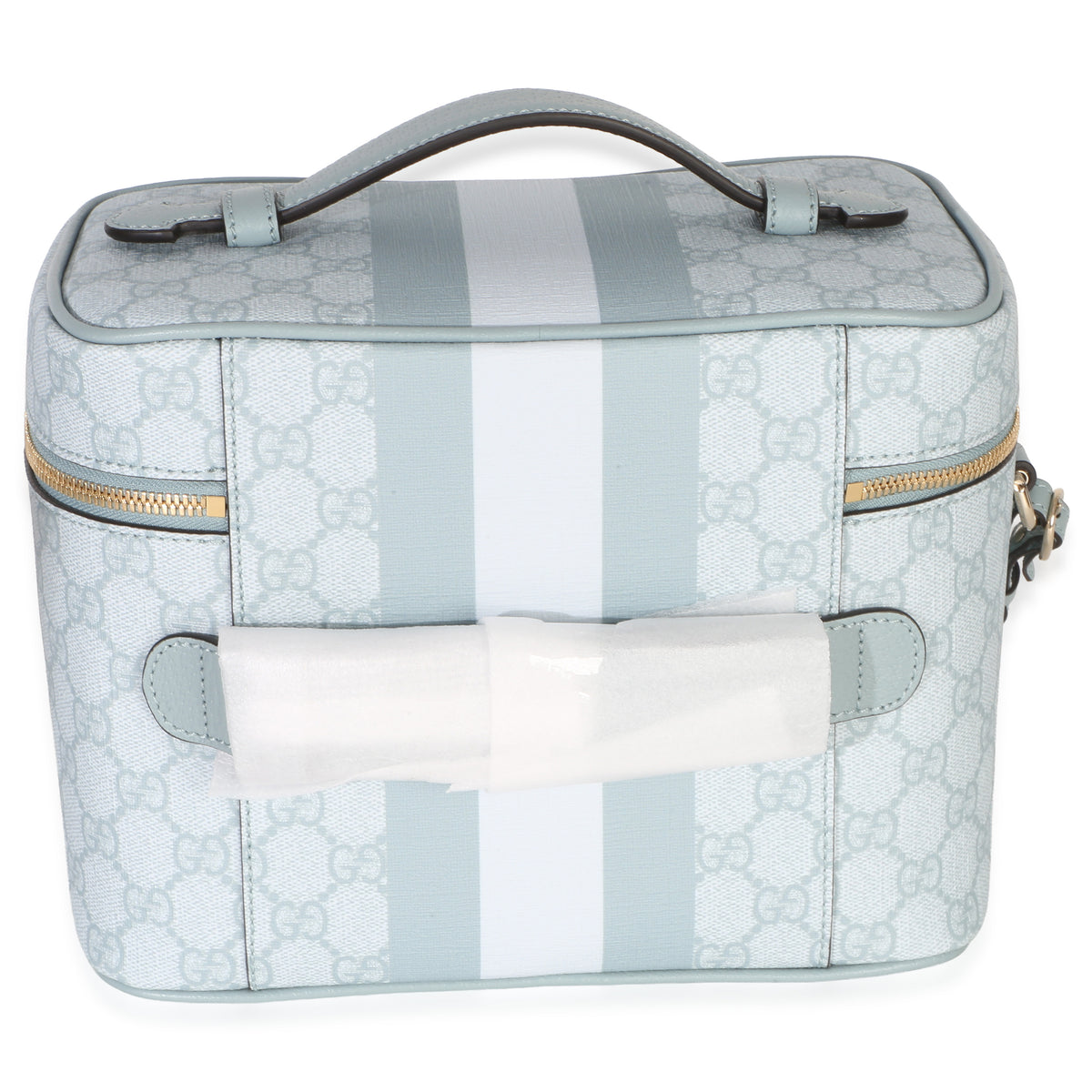 Gucci Light Blue GG Supreme Monogram Dollar Calfskin Medium Savoy Vanity Case Handbag 4