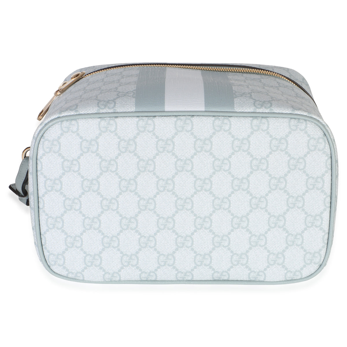 Gucci Light Blue GG Supreme Monogram Dollar Calfskin Medium Savoy Vanity Case Handbag 5
