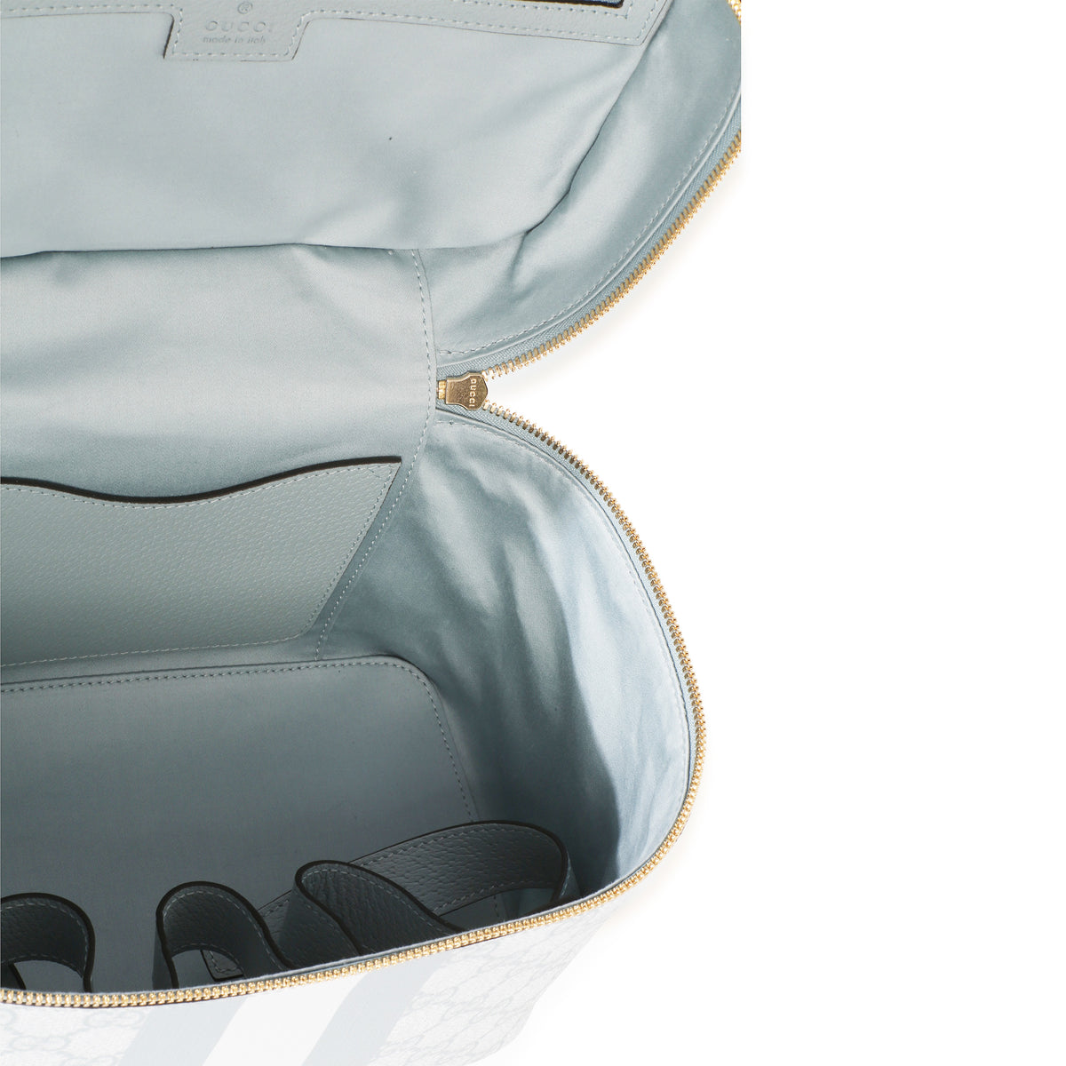 Gucci Light Blue GG Supreme Monogram Dollar Calfskin Medium Savoy Vanity Case Handbag 8