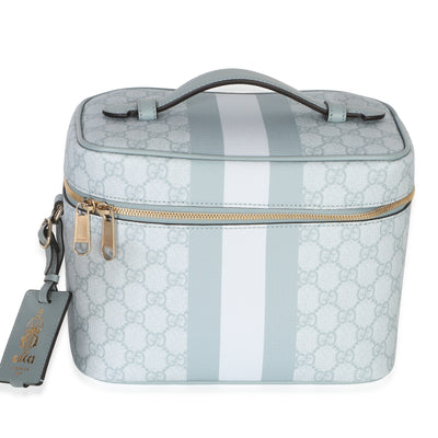 Gucci Light Blue GG Supreme Monogram Dollar Calfskin Medium Savoy Vanity Case Handbag fv