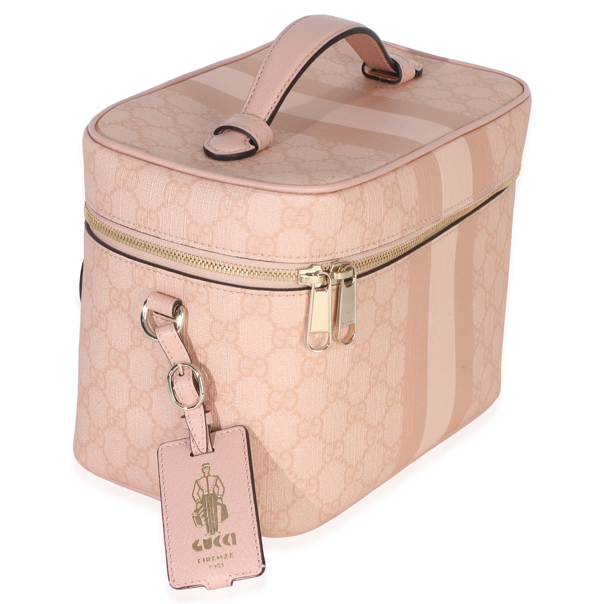 Gucci Light Pink GG Supreme Monogram Dollar Calfskin Medium Savoy Vanity Case Handbag 3