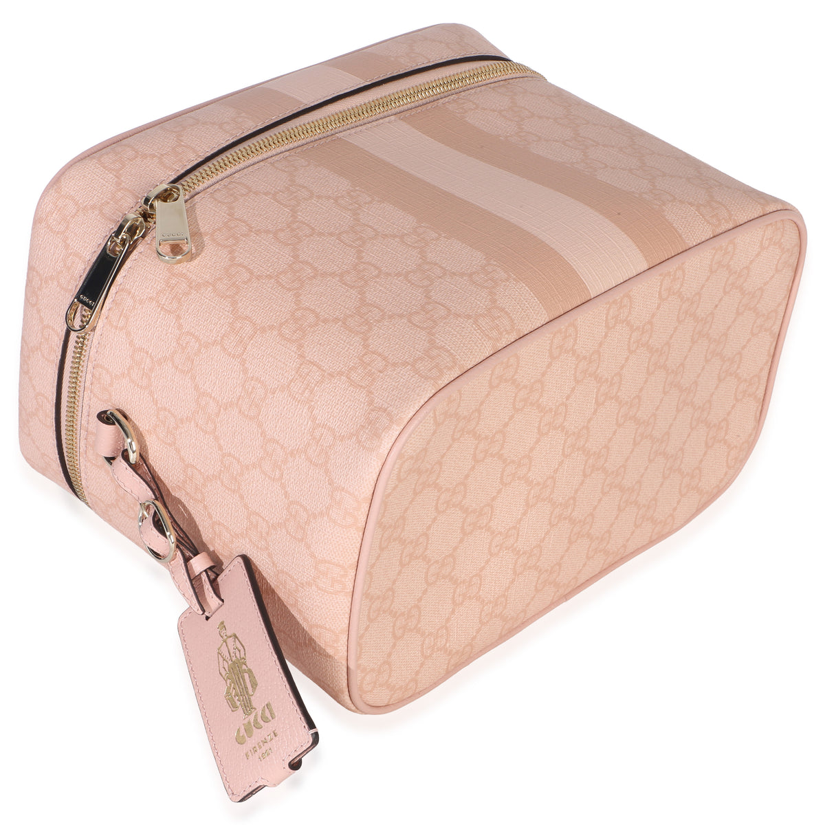 Gucci Light Pink GG Supreme Monogram Dollar Calfskin Medium Savoy Vanity Case Handbag 7