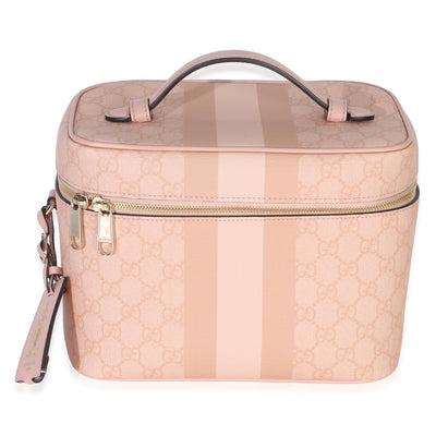 Gucci Light Pink GG Supreme Monogram Dollar Calfskin Medium Savoy Vanity Case Handbag fv