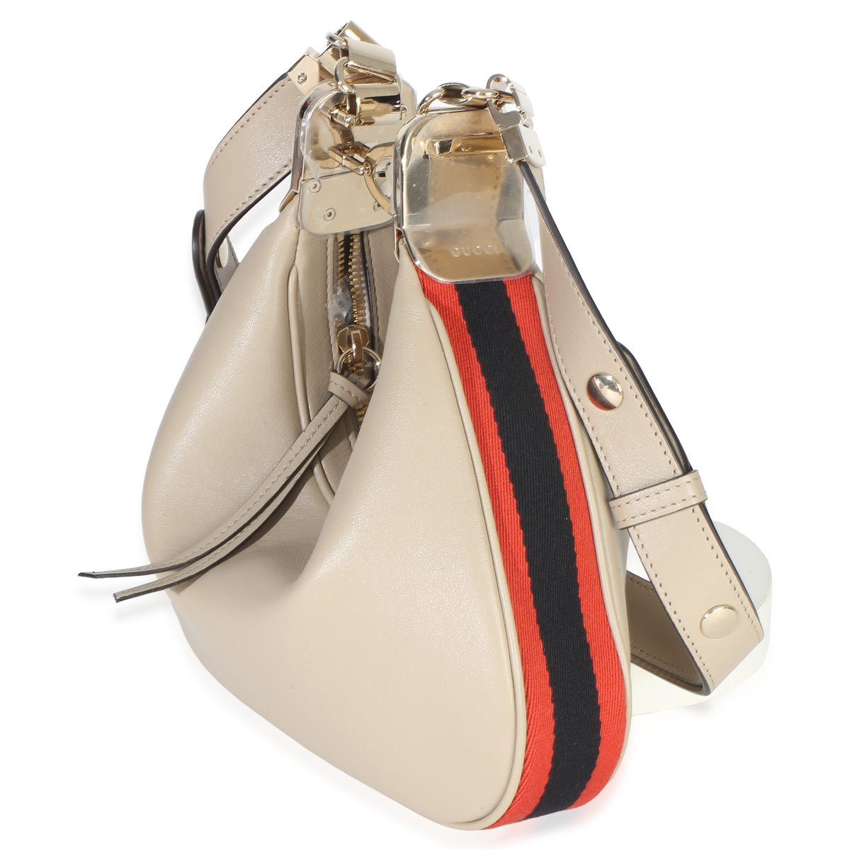 Gucci Beige Smooth Calfskin Web Small Attache Shoulder Bag Handbag 2