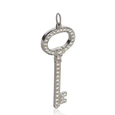 Tiffany & Co. Platinum Diamond Oval Key Pendant fv
