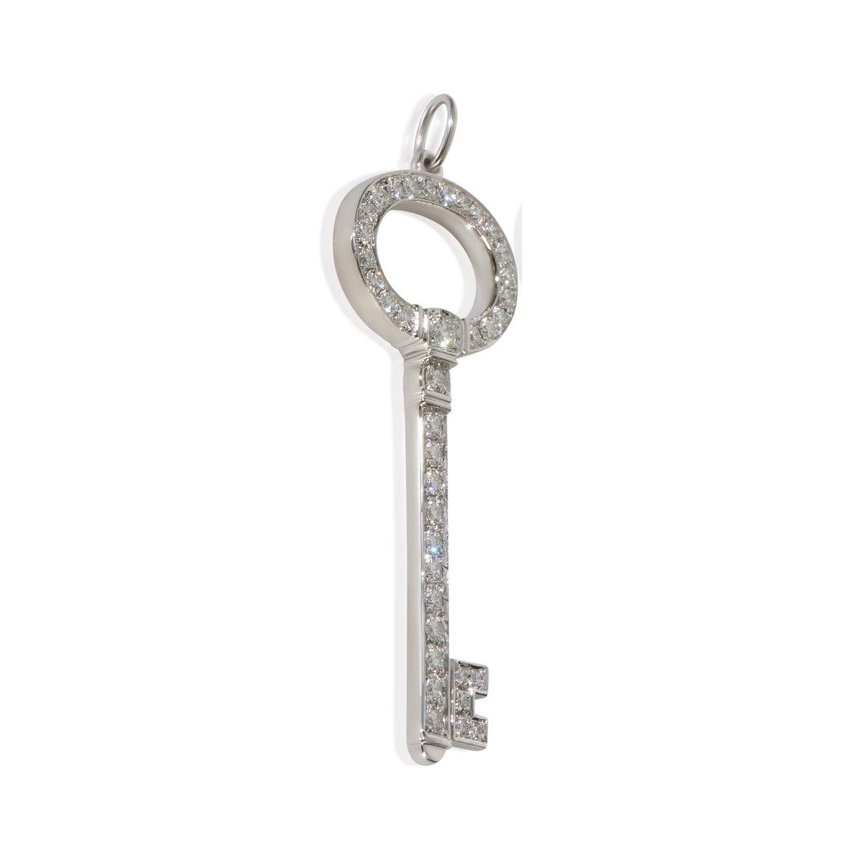 Tiffany & Co. Platinum Diamond Oval Key Pendant bv