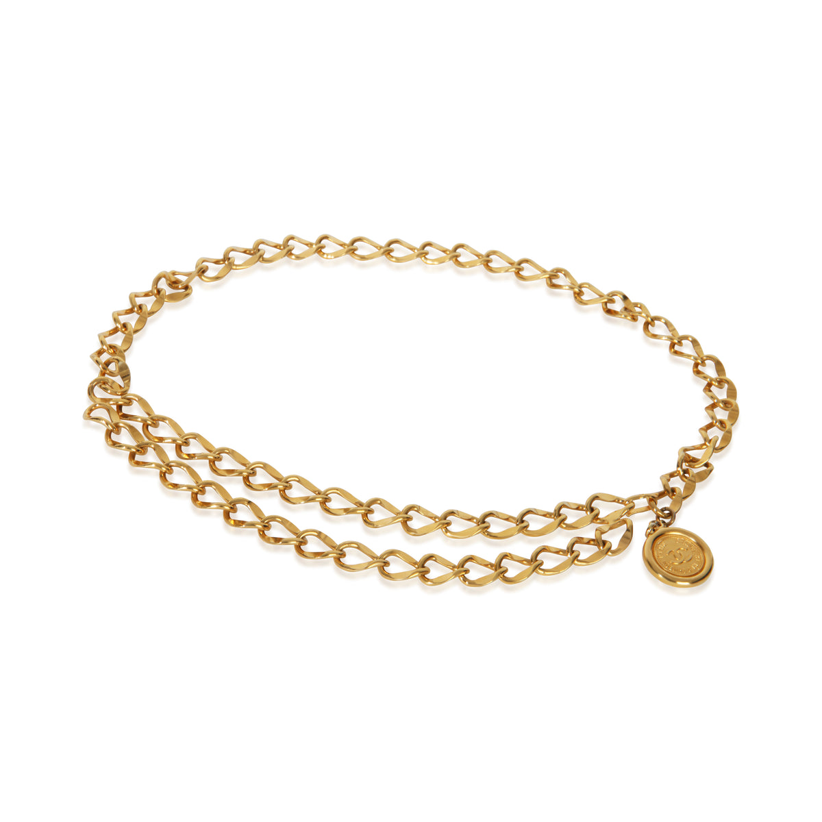Chanel Gold Plated  Vintage Medallion Link Belt fv