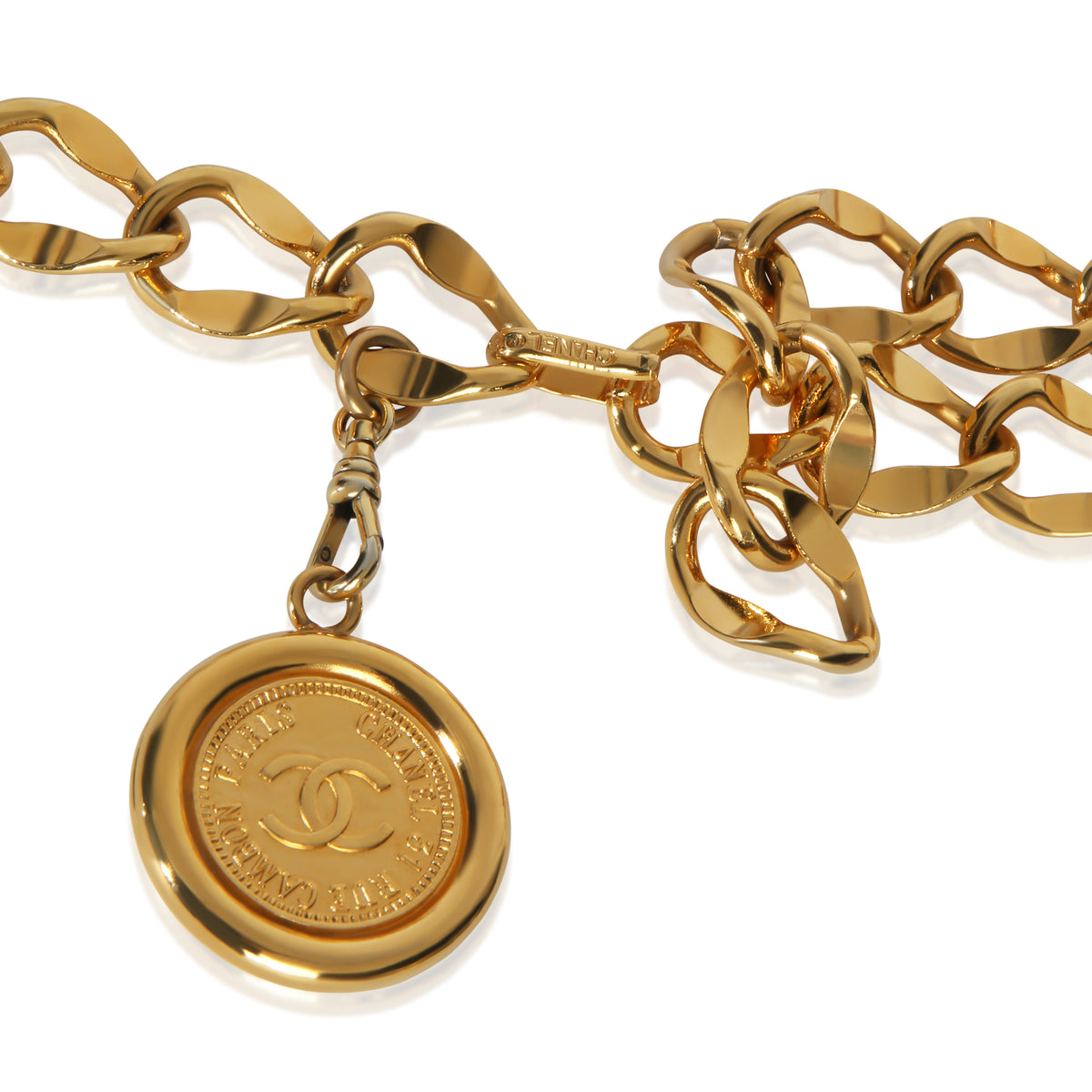 Chanel Gold Plated  Vintage Medallion Link Belt pv