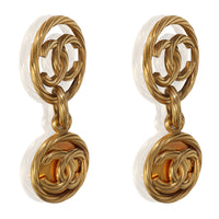 Chanel Gold Plated  1993 CC Drop Earrings sv