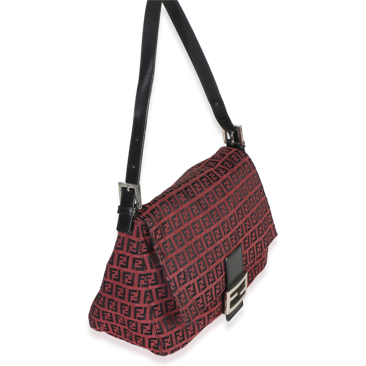 Fendi Black Red Zucca Mama Baguette Handbag 3