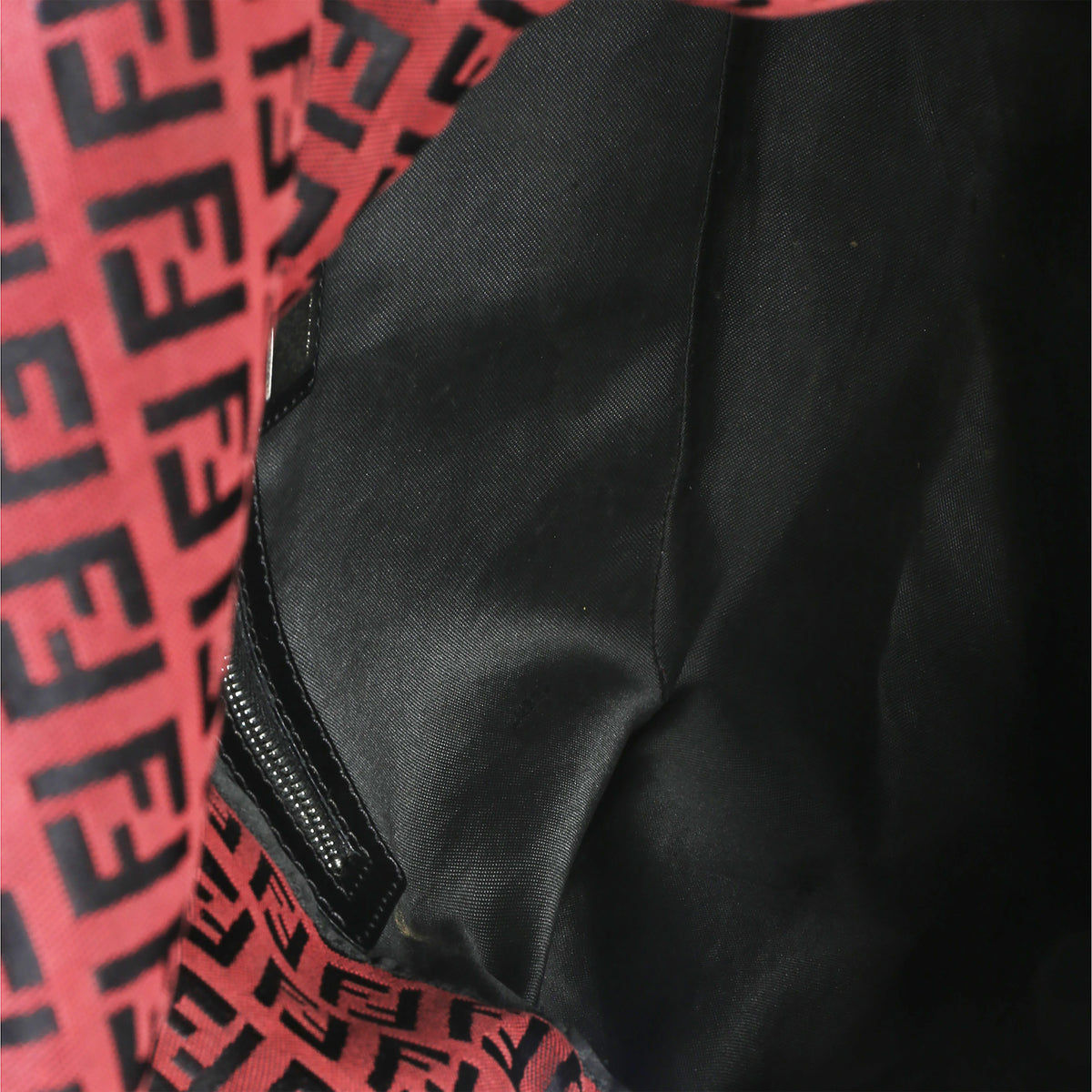 Fendi Black Red Zucca Mamma Baguette Handbag 8