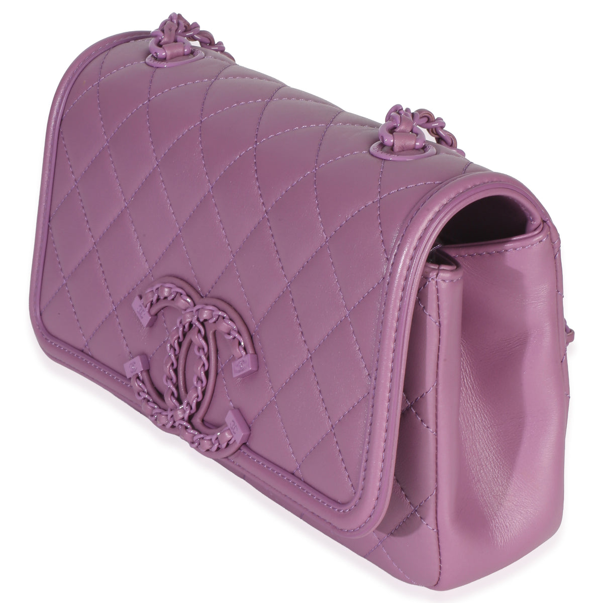 Chanel Purple Quilted Lambskin CC Chain Small Filigree Flap Bag Handbag 2